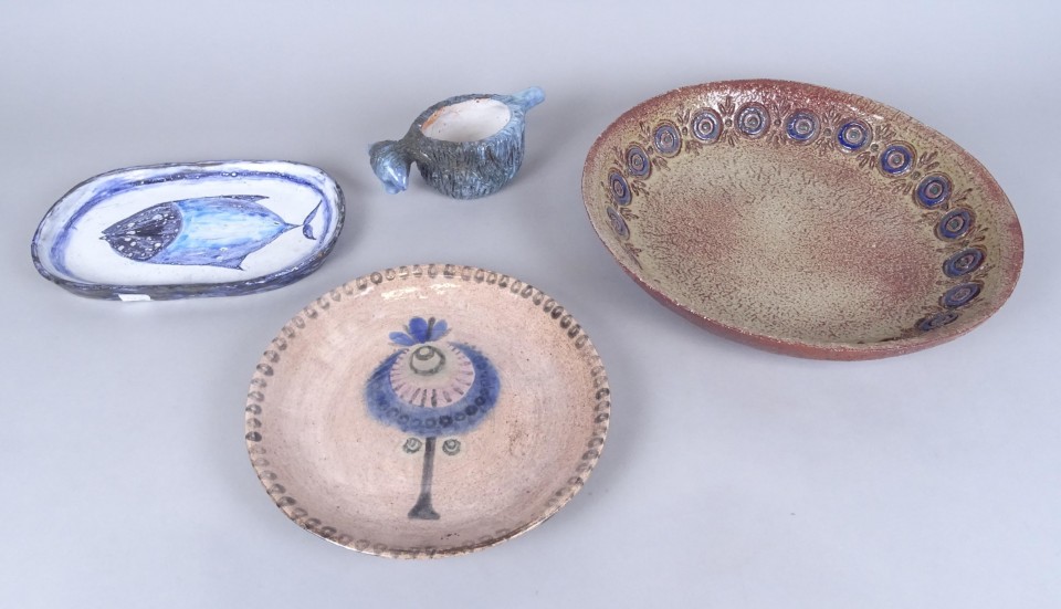 Céramique 4 objets en poterie de Dour signés BATAILLE Marie Henriette