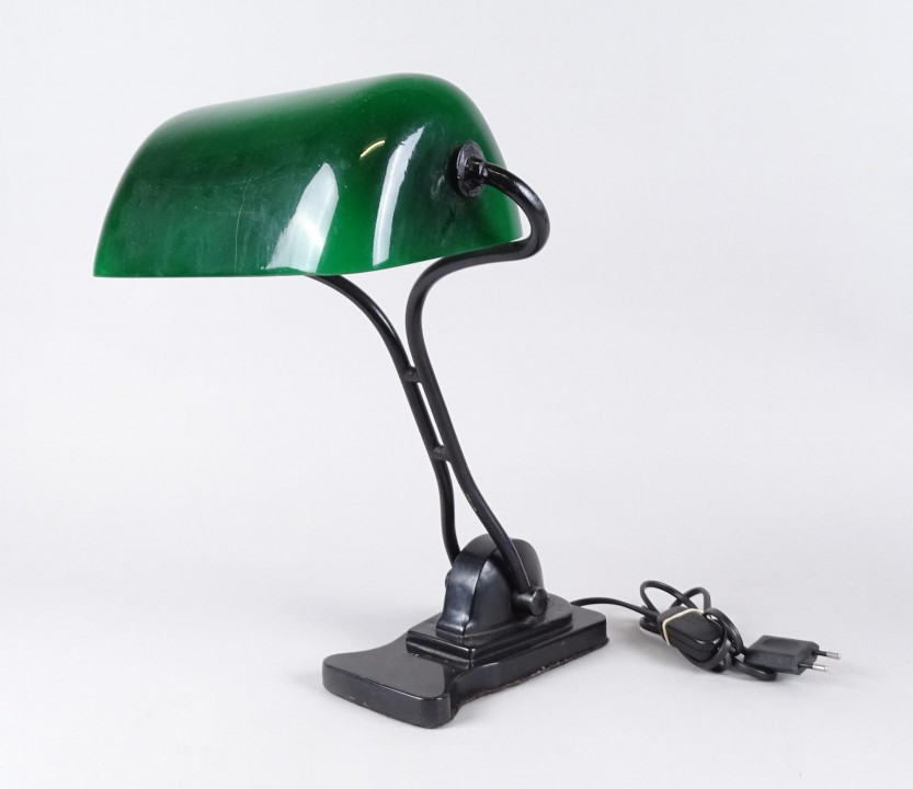 arterameferro Lampe de table Ministérielle Verre Vert en Laiton Churchill Anglais
