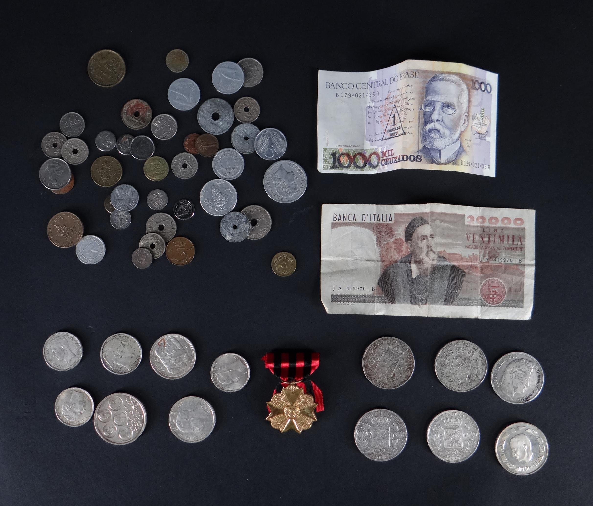 Collection : Pièces de monnaie en argent + pièces de monnaie VRAC et  billets de banque