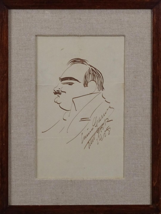 Tableau dessin encre Autoportrait sign CARUSO Enrico