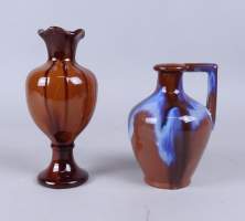 Céramique : 2 vases en terre cuite émaillée marqués SARS LA BRUYERE attribution possible de l'époque du Chanoine PUISSANT Edmond (1860 , 1934)