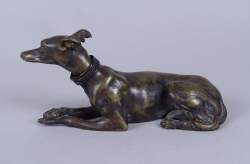 Sculpture : bronze - Lévrier couché - attribution possible Alfred LARGEOT