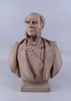 Sculpture terre cuite (ecl) - Buste d'homme - daté 1875 signé GUILBERT Ernest