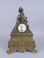 Horlogerie : Horloge pendule à poser en bronze doré (mqe) mouvement JUNGHANS (En état) fin 19eS