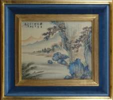 Asiatique : peinture sur soie - Paysage -