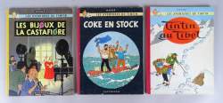 BD(3) : TINTIN , Hergé éd CASTERMAN en EOB (Bel état) : Tibet B29 1960 , Castafiore B34 1963 , Coke stock B24 1958