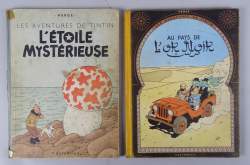 BD : Les aventures de TINTIN Hergé éd CASTERMAN (2) : Or noir EO B1 1950 (Bon état) , Etoile mystèrieuse B1 1946 (Etat moyen)
