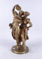 Sculpture: bronze patiné - Danseuses au tambourin- signé et d'après DUMAIGE DUMA