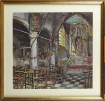 Tableau: Technique mixte/aquarelle gouache -Etude pour le Sermon- daté 1915 sign