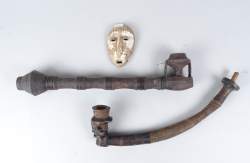 Africain : 2 pipes KUBA Ngbandi + petit masque LEGA (3pcs)