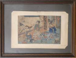 Asiatique : Nishiki - e (ds l'état) - Composition - signée Ichiyosai Tokuni ga UTAGAWA TOYOKUNI III Kunisada