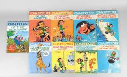 BD : GASTON éd.DUPUIS Franquin (état ext. Moyen , déchir , int frais , qq taches) EO et Reed (9pcs) dont : N10 Géant de la gaffe EO 72 , R4 Direct... EO 74 , R3.