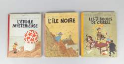 BD(3) : TINTIN Hergé éd CASTERMAN (dans l'état) : 7 Boules de cristal B3 49 , Etoile Mystérieuse B2 48 , Ile Noire B2 48