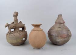 Africain : Lot divers Afrique (3pcs) dont : Coupe en terre cuite Boura Niger entre 11 et 14eS