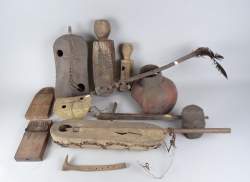 Africain : Lot d'instruments de musique Afrique divers