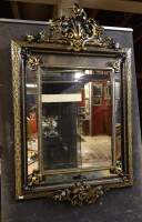 Meuble : miroir pareclose laqué noir Napoléon III fin 19eS