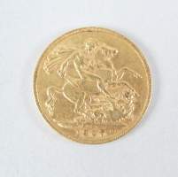 Collection : pièce de monnaie : souverain or ancien de 1907