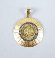Bijou : Pendentif en or jaune 18K serti d'une pièce de - Dos Pesos - Mexicain de 1945