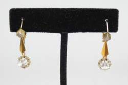 Bijou : Paire de boucles d'oreilles en or jaune 18K et pierres incolores