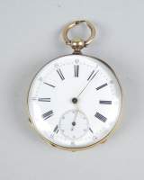 Bijou : Montre de gousset cuvette extérieure en or jaune 18K mouvement à clé (Ds l'état , usures)