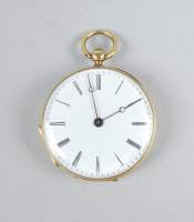 Bijou : Petite montre de gousset double cuvette en or jaune 18K mouvement à clé (en état)