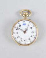 Bijou : Montre de gousset de col cuvette extérieure en or jaune 18K mouvement à remontoir (Ds l'état , usure , acc)