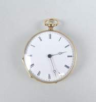 Bijou : Petite montre de gousset cuvette extérieure en or jaune 18K mouvement à clé (en état , usure)