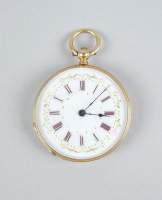 Bijou : Petite montre de gousset double cuvette en or jaune 18K mouvement à clé (en état)