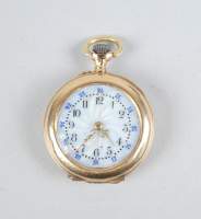 Bijou : Montre de gousset de col cuvette extérieure en or jaune 18K mouvement à remontoir (fonctionne , cuvette acc , usure)
