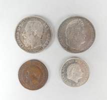 Collection de pièces de monnaie : 1 française 5 FF 1833A et 1 Léopold II de 1870 + 10cts ancre (état moyen) de 1855W