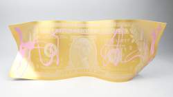 Sculpture : en aluminium - One Dollar Gold Bubble Gum - avec certificat daté 12/2022 signé LAGASSE Karl