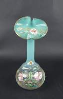 Verrerie : Vase - KUTTROLF - fin 19eS en verre soufflé à décor émaillé et doré de fleurs