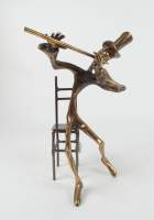 Sculpture : Bronze doré - Le flûtiste - signé LOHE Yves