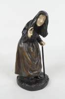 Sculpture : EU ONLY Bronze Chryséléphantine - Vieille femme - signé D'AIRE Paul
