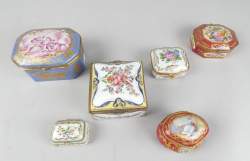 Céramique : Boite / coffret en porcelaine et laiton(6) dont marque appocryphe