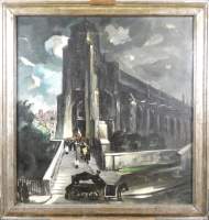 Tableau HST - Enterrement à Lisieux - daté au dos 1932 signé GILLIS Marcel