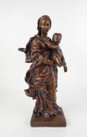 Sculpture - Vierge à l'enfant - en chêne sculpté XXeS
