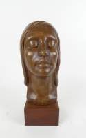 Sculpture : Terre cuite - Portrait de jeune femme - signé WASTERLAIN Georges