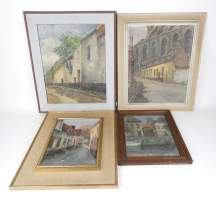 Tableau (4pcs) 3HST 1HSP signées cadre mod (1acc) TONDREAU Paul, ANIS Clément, HERWEGH Marcelle, BESENGEZ L