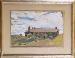 Tableau : Technique mixte - Le Manoir - signé BASTIEN Alfred