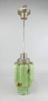 Luminaire : Lustre/ suspension/ lanterne Art déco - Gratte ciel - en verre moulé