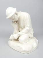 Sculpture Terre plastique de saint Ghislain (rest) - Mineur - signé GOBERT Léon