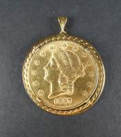 Collection : Bijou : pièce de monnaie de 20 dollars en or 18K - Liberty Double Eagle - montée en bijou en or 18K