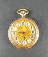 Bijou : Montre de gousset de col cuvette extérieure en or jaune 18K mouvement à remontoir (En état)