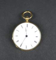 Bijou : Petite montre de gousset double cuvette en or jaune 18K mouvement à clé (en état)