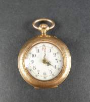 Bijou : Montre de gousset de col cuvette extérieure en or jaune 18K mouvement à remontoir (En état , coups)