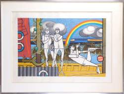 Estampe : Lithographie couleur/papier japon (pt taches qui ne touchent pas la gravure) - Sans titre - N°3/25 signé CAMUS Gustave