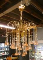Luminaire : Lustre Murano dit - Gouttes - à pampilles et fleurs