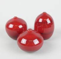 Céramique : Vases soliflores en grès émaillé rouge monogrammés LA LAMPECCO Antonio