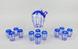 Verrerie : Service à liqueur (13pcs) en cristal attribué à Saint Louis : carafe et 12 verres (1egr)